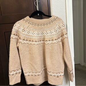 Calvin Klein Tan Crew Neck Sweater with Nordic Design